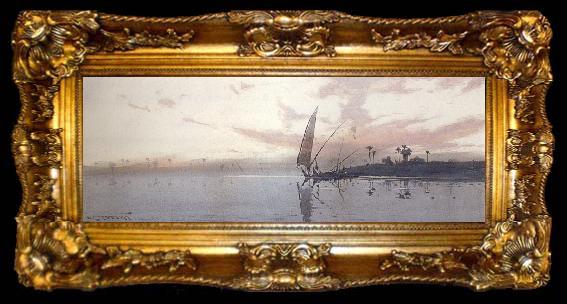framed  augustus osborne lamplough,r.w.s Feluccas on the Nile at dawn and Feluccas on the Nile at Dusk (mk37), ta009-2